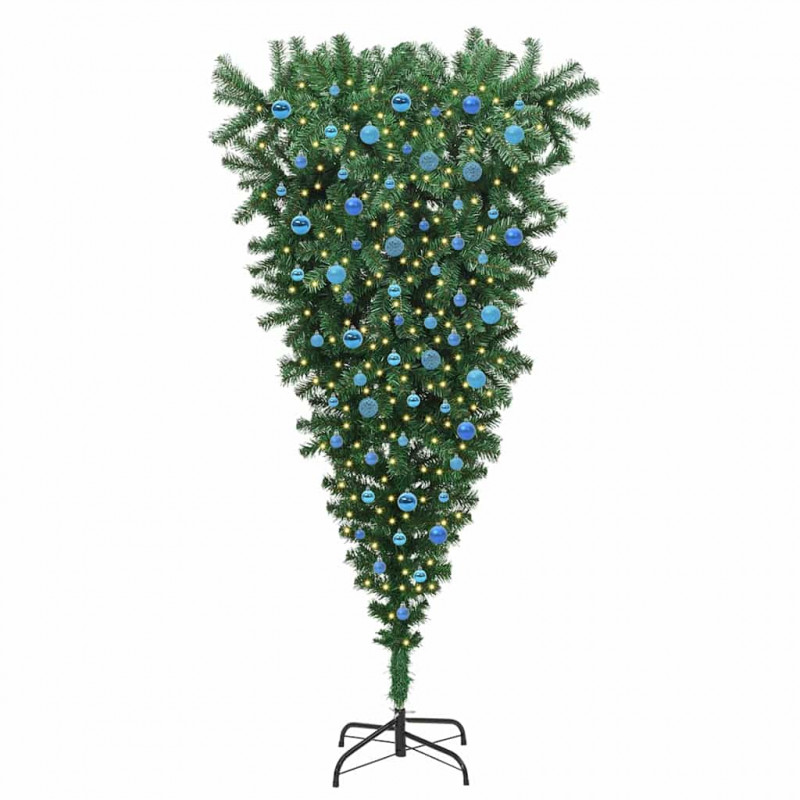 Odwrócone sztuczne choinka z oświetleniem i zestawem kul 240 cm