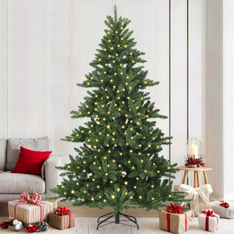 Sztuczna choinka z zawiasami Zielony 210 cm PVC i stal