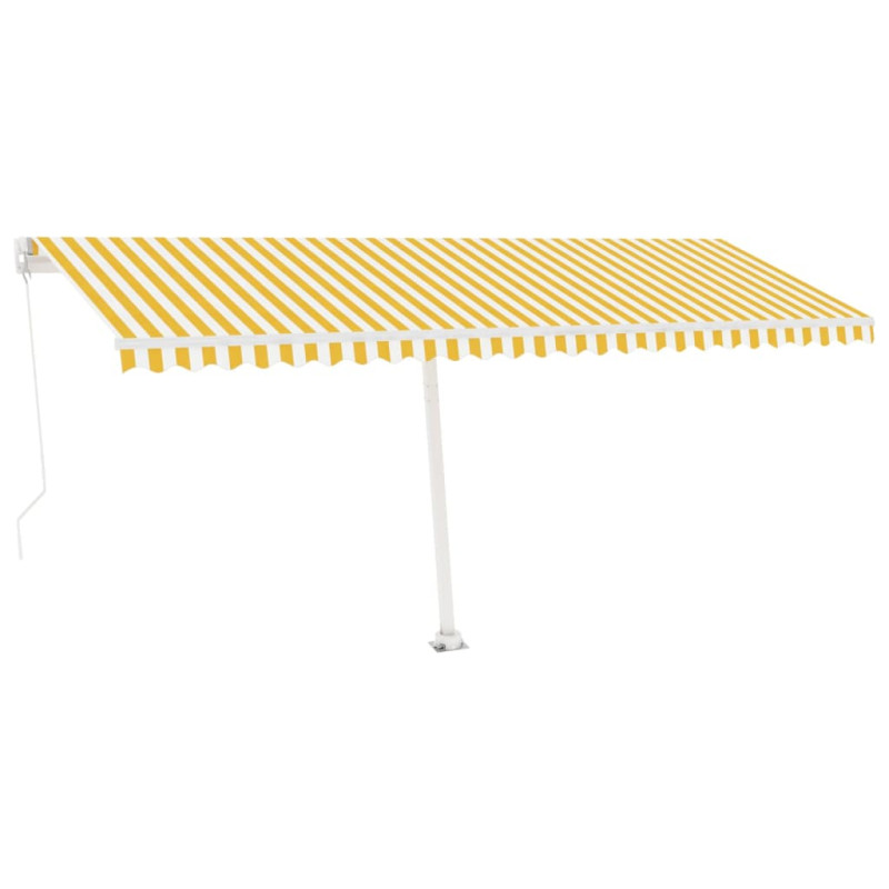 Ręcznie zwijana markiza z LED, 500 x 300 cm, żółto-biała