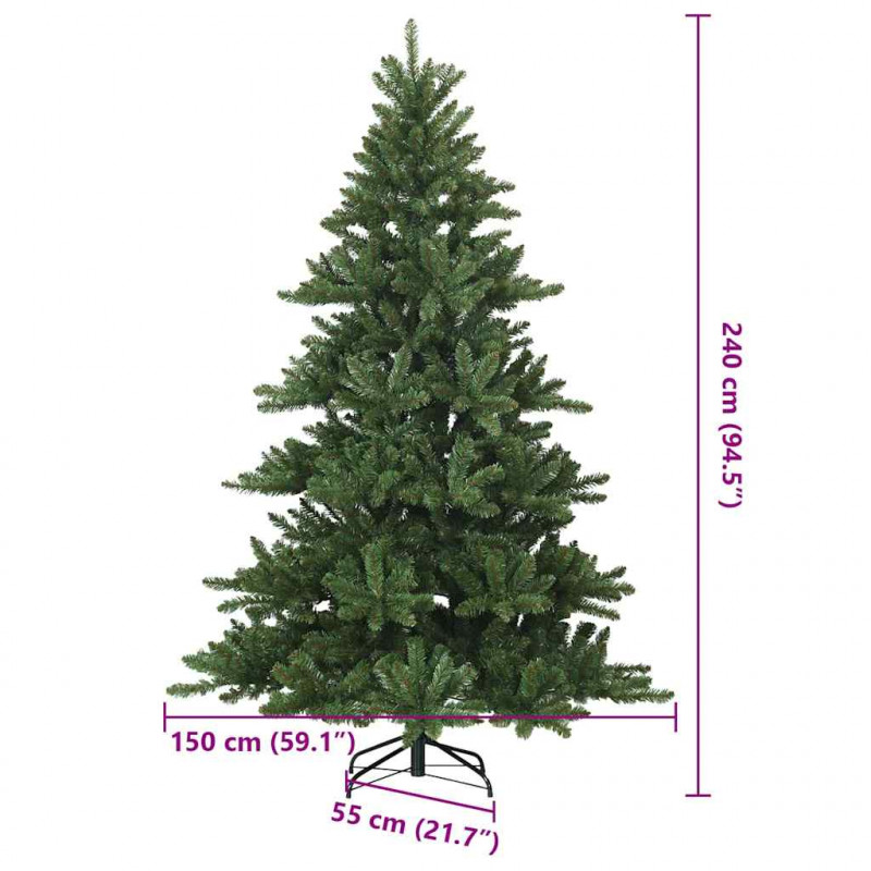 Sztuczna choinka z zawiasami Zielony 240 cm PVC i stal