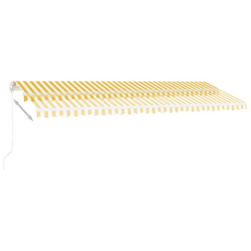 Ręcznie zwijana markiza z LED, 500 x 300 cm, żółto-biała