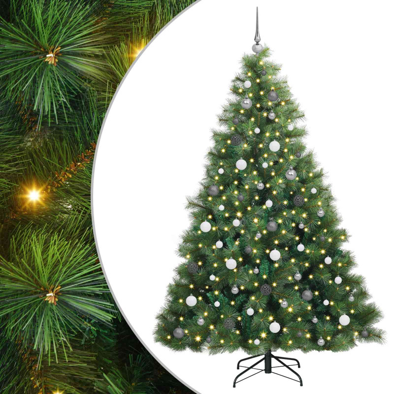 Sztuczna choinka z 300 diodami LED Zielony 210 cm PE i PVC