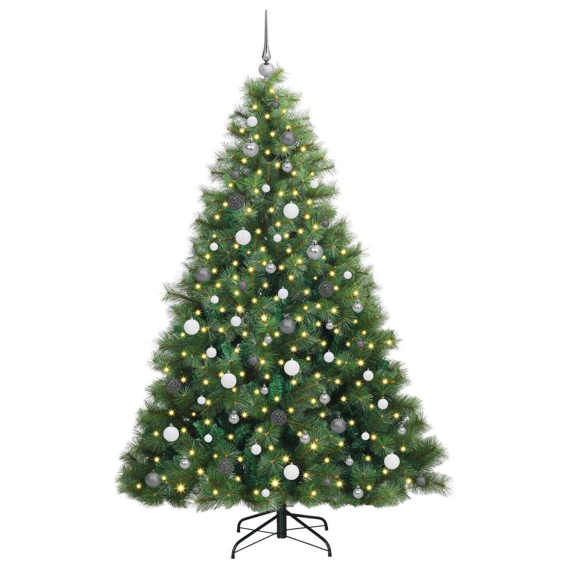 Sztuczna choinka z 300 diodami LED Zielony 210 cm PE i PVC