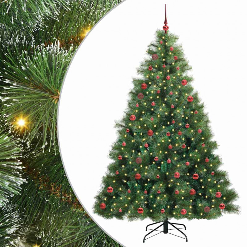Sztuczna choinka z 300 diodami LED Zielony 210 cm PE i PVC