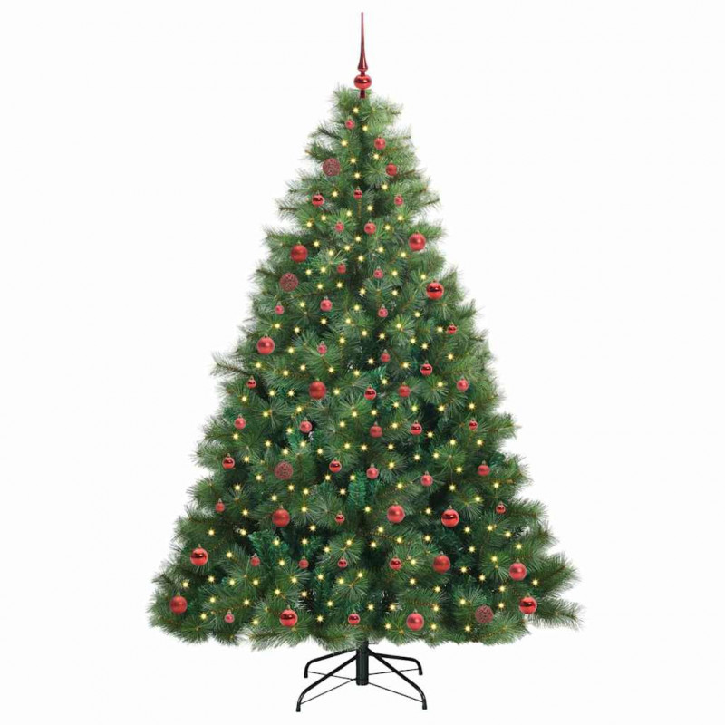 Sztuczna choinka z 300 diodami LED Zielony 210 cm PE i PVC