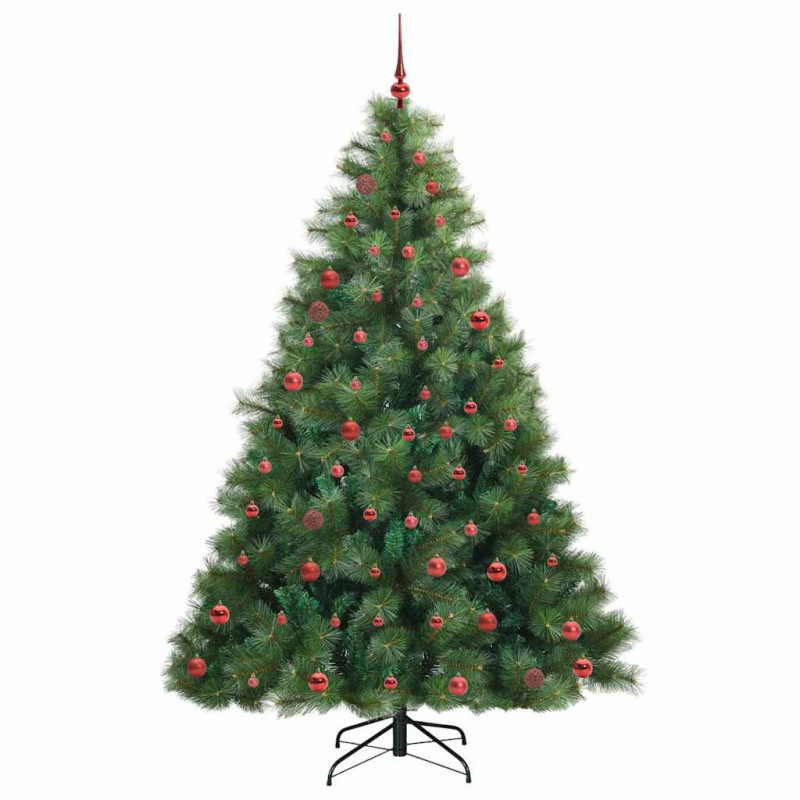 Sztuczna choinka z 300 diodami LED Zielony 210 cm PE i PVC