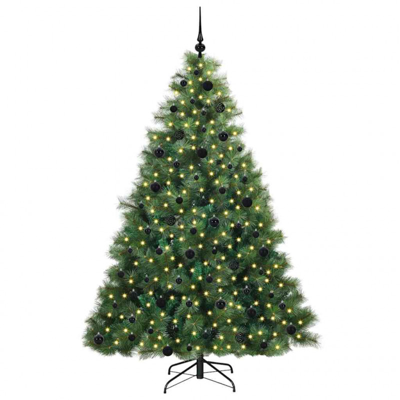 Sztuczna choinka z 300 diodami LED Zielony 210 cm PE i PVC