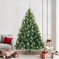 Sztuczna choinka z 300 diodami LED Zielony 210 cm PE i PVC