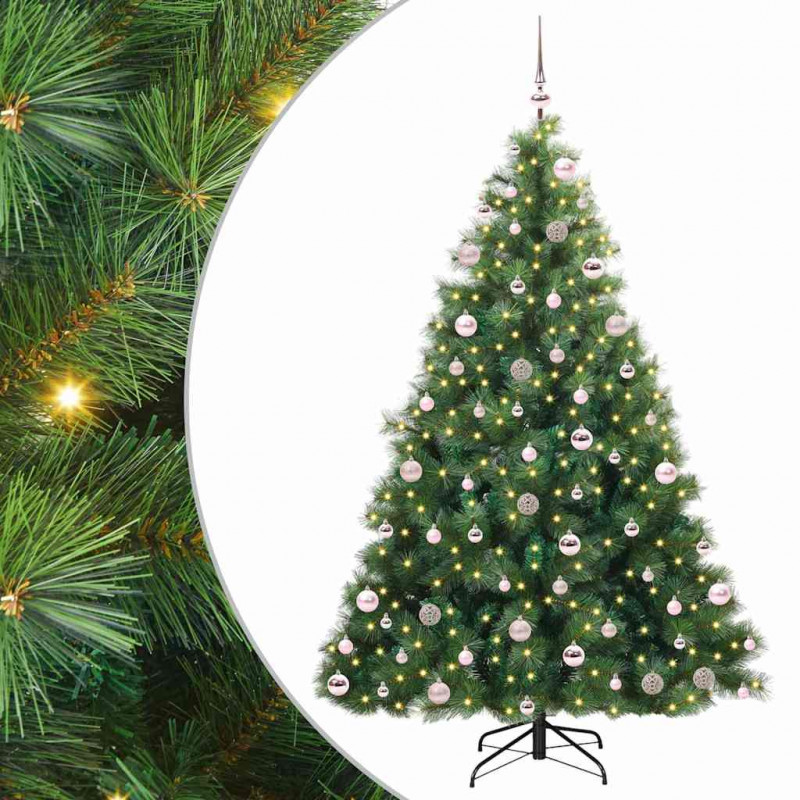 Sztuczna choinka z 300 diodami LED Zielony 210 cm PE i PVC