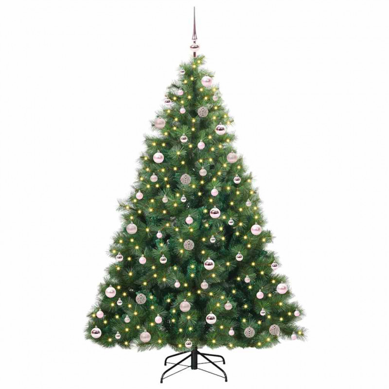 Sztuczna choinka z 300 diodami LED Zielony 210 cm PE i PVC