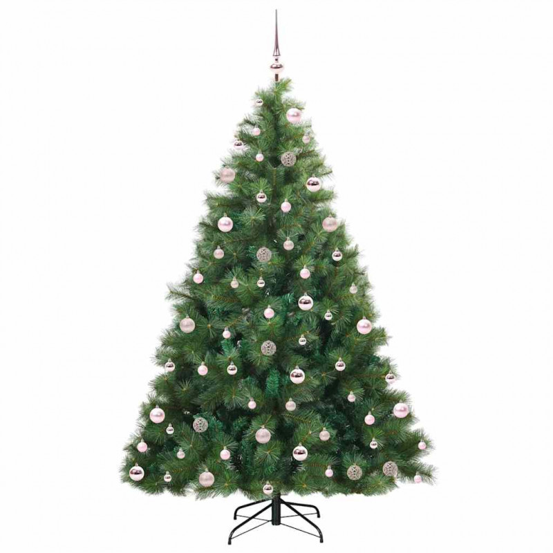 Sztuczna choinka z 300 diodami LED Zielony 210 cm PE i PVC