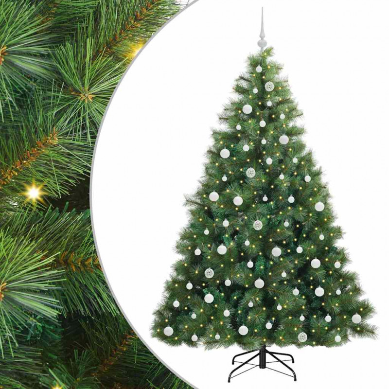 Sztuczna choinka z 300 diodami LED Zielony 210 cm PE i PVC