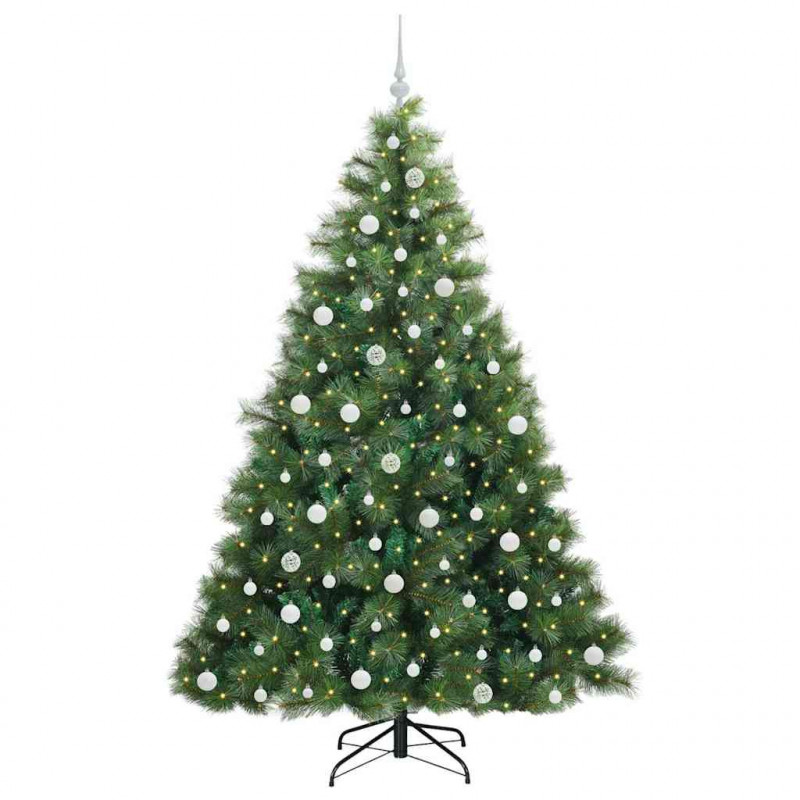 Sztuczna choinka z 300 diodami LED Zielony 210 cm PE i PVC