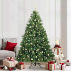 Sztuczna choinka z 300 diodami LED Zielony 210 cm PE i PVC