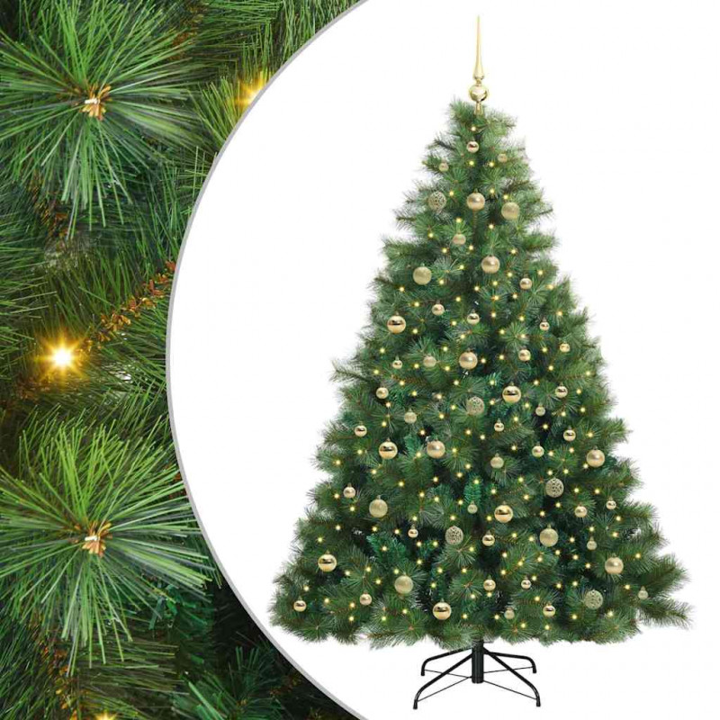 Sztuczna choinka z 300 diodami LED Zielony 210 cm PE i PVC