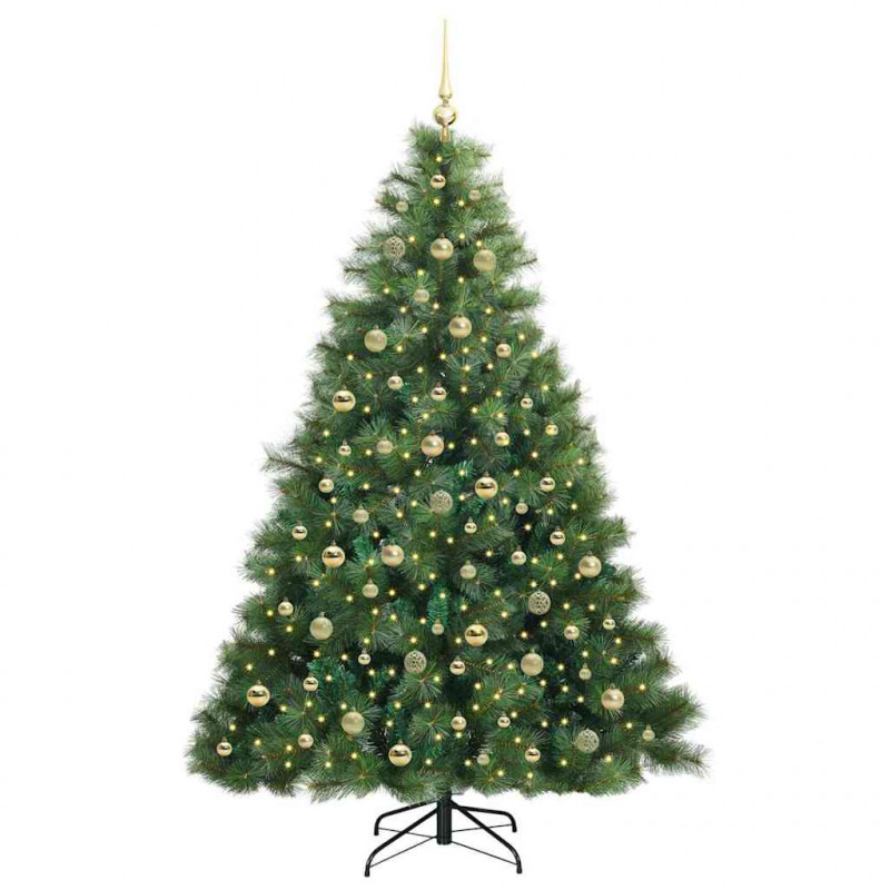 Sztuczna choinka z 300 diodami LED Zielony 210 cm PE i PVC