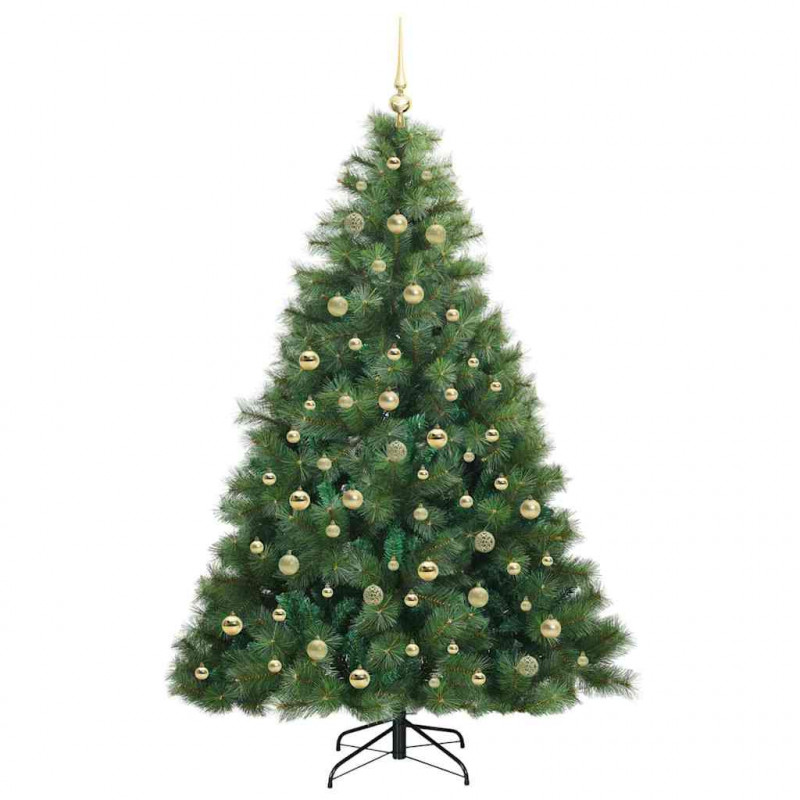 Sztuczna choinka z 300 diodami LED Zielony 210 cm PE i PVC