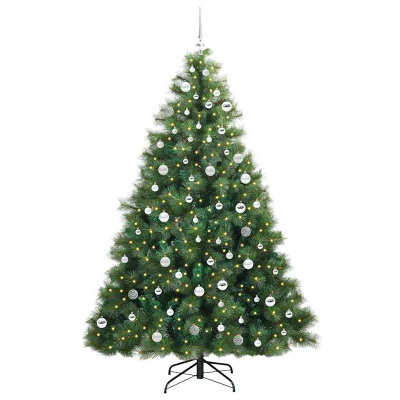 Sztuczna choinka z 300 diodami LED Zielony 210 cm PE i PVC