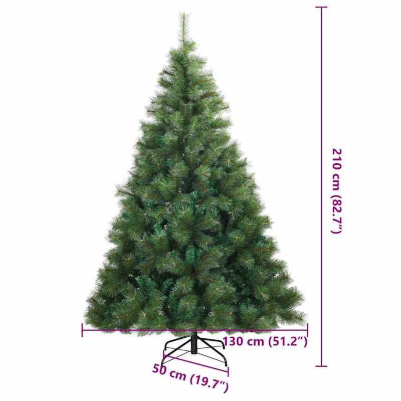 Sztuczna choinka z 300 diodami LED Zielony 210 cm PE i PVC