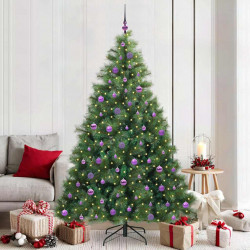 Sztuczna choinka z 300 diodami LED Zielony 210 cm PE i PVC