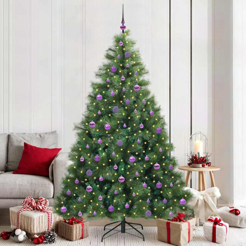 Sztuczna choinka z 300 diodami LED Zielony 210 cm PE i PVC