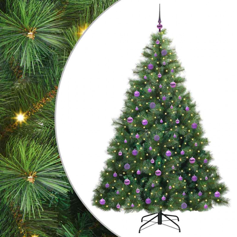 Sztuczna choinka z 300 diodami LED Zielony 210 cm PE i PVC