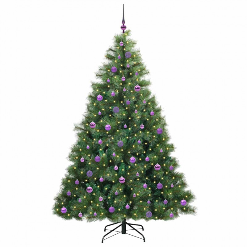 Sztuczna choinka z 300 diodami LED Zielony 210 cm PE i PVC