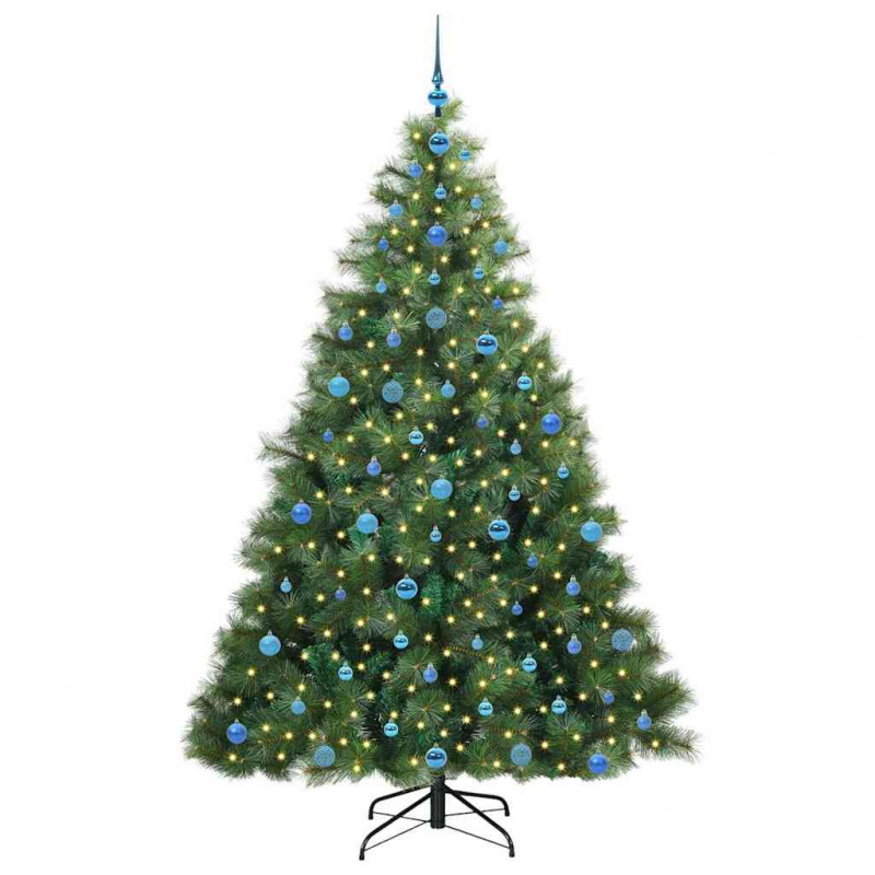 Sztuczna choinka z 300 diodami LED Zielony 210 cm PE i PVC