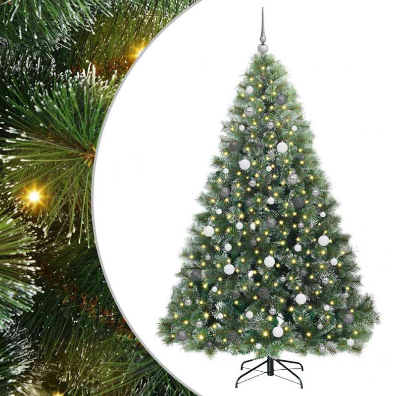 Sztuczna choinka z 300 diodami LED Zielony 210 cm PE i PVC