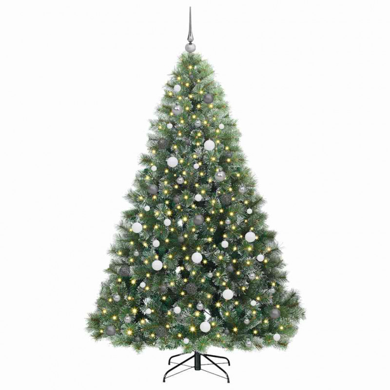 Sztuczna choinka z 300 diodami LED Zielony 210 cm PE i PVC