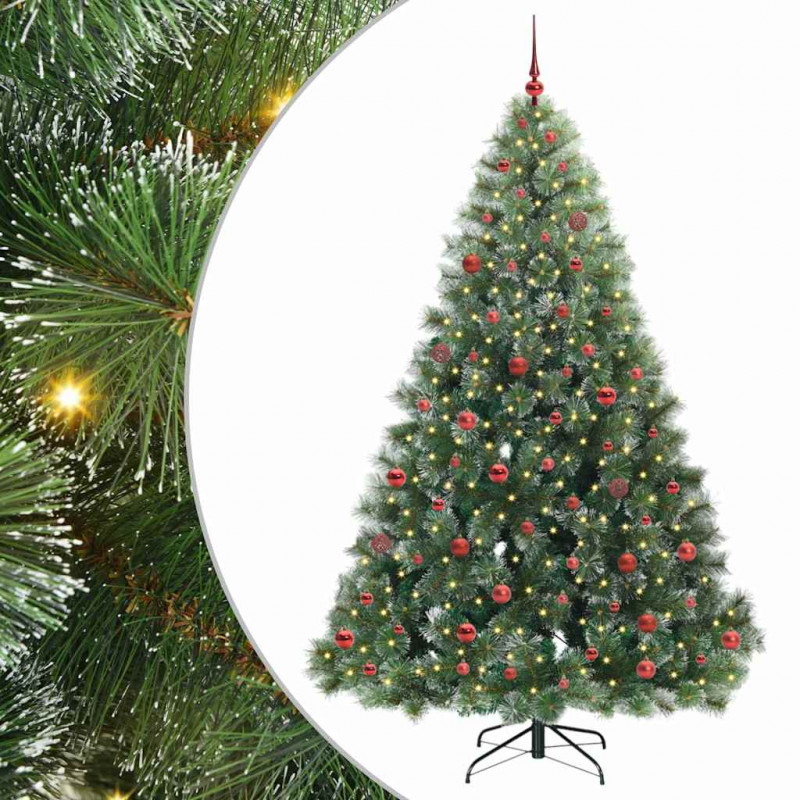 Sztuczna choinka z 300 diodami LED Zielony 210 cm PE i PVC