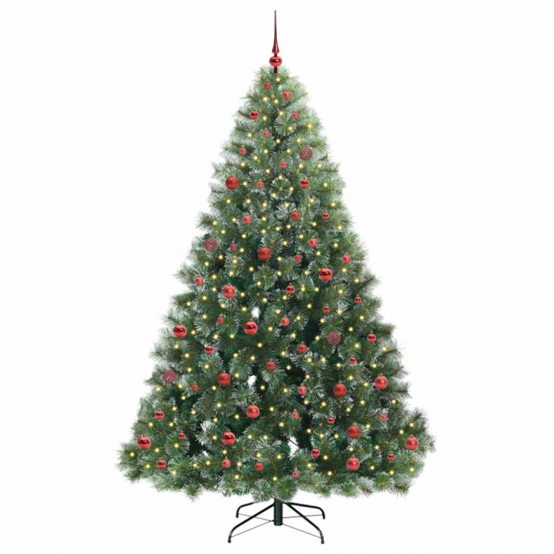 Sztuczna choinka z 300 diodami LED Zielony 210 cm PE i PVC