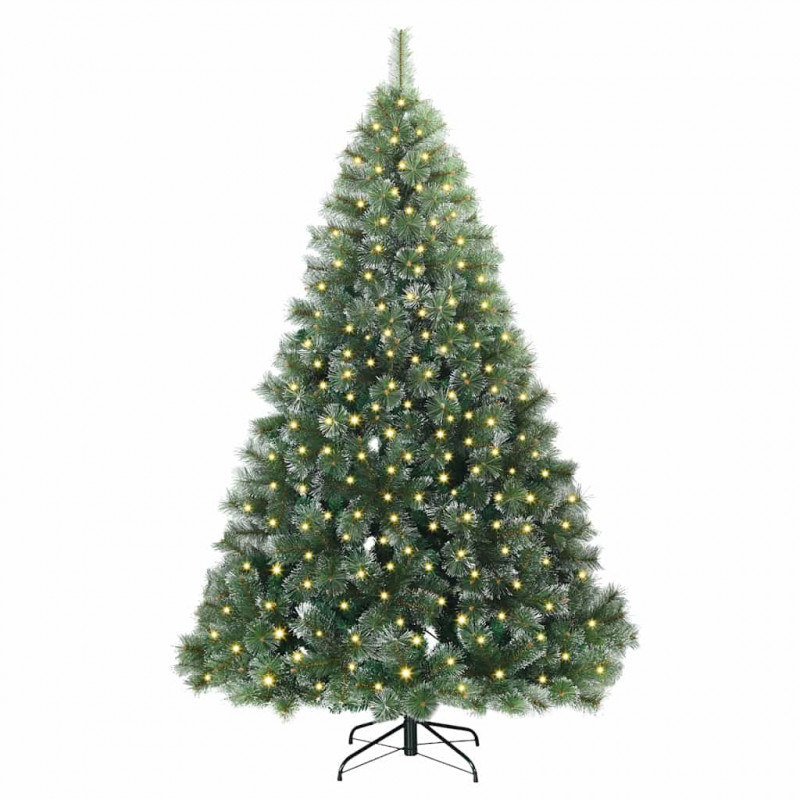 Sztuczna choinka z 300 diodami LED Zielony 240 cm PE i PVC