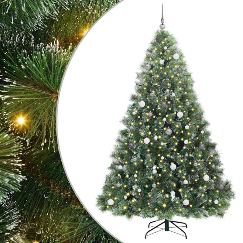 Sztuczna choinka z 300 diodami LED Zielony 240 cm PE i PVC