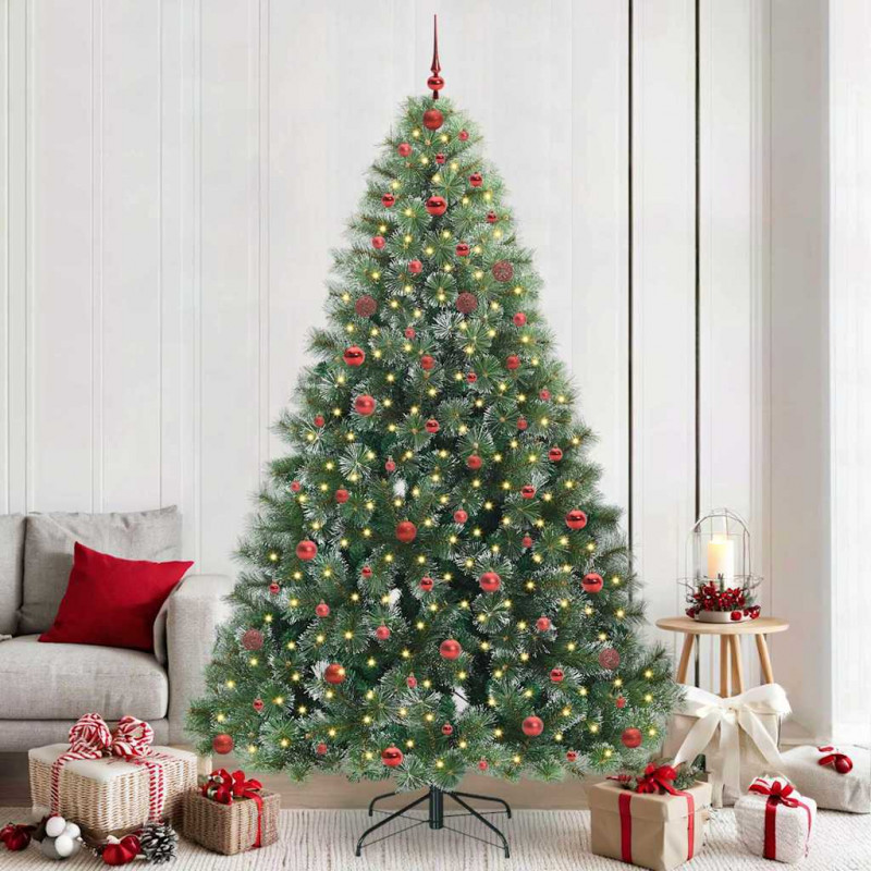 Sztuczna choinka z 300 diodami LED Zielony 240 cm PE i PVC