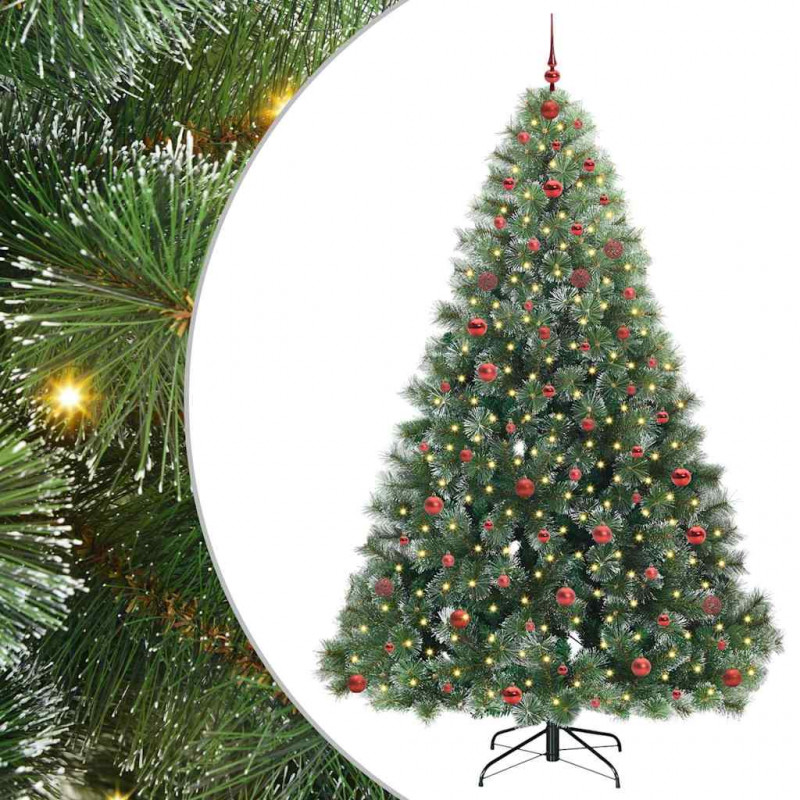 Sztuczna choinka z 300 diodami LED Zielony 240 cm PE i PVC