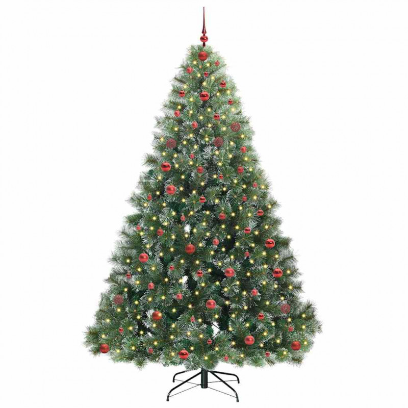 Sztuczna choinka z 300 diodami LED Zielony 240 cm PE i PVC