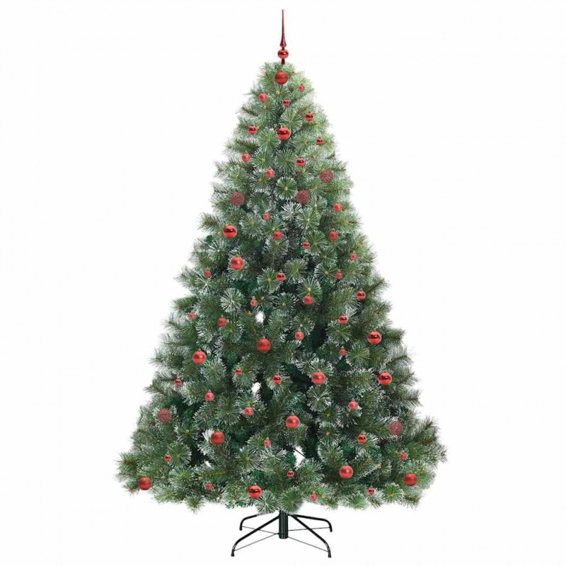 Sztuczna choinka z 300 diodami LED Zielony 240 cm PE i PVC