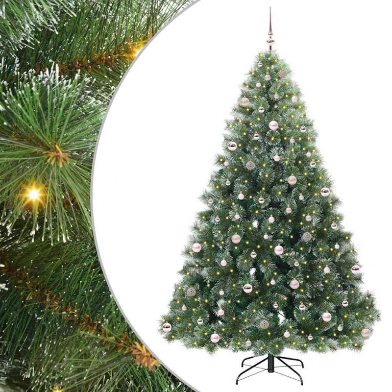 Sztuczna choinka z 300 diodami LED Zielony 240 cm PE i PVC