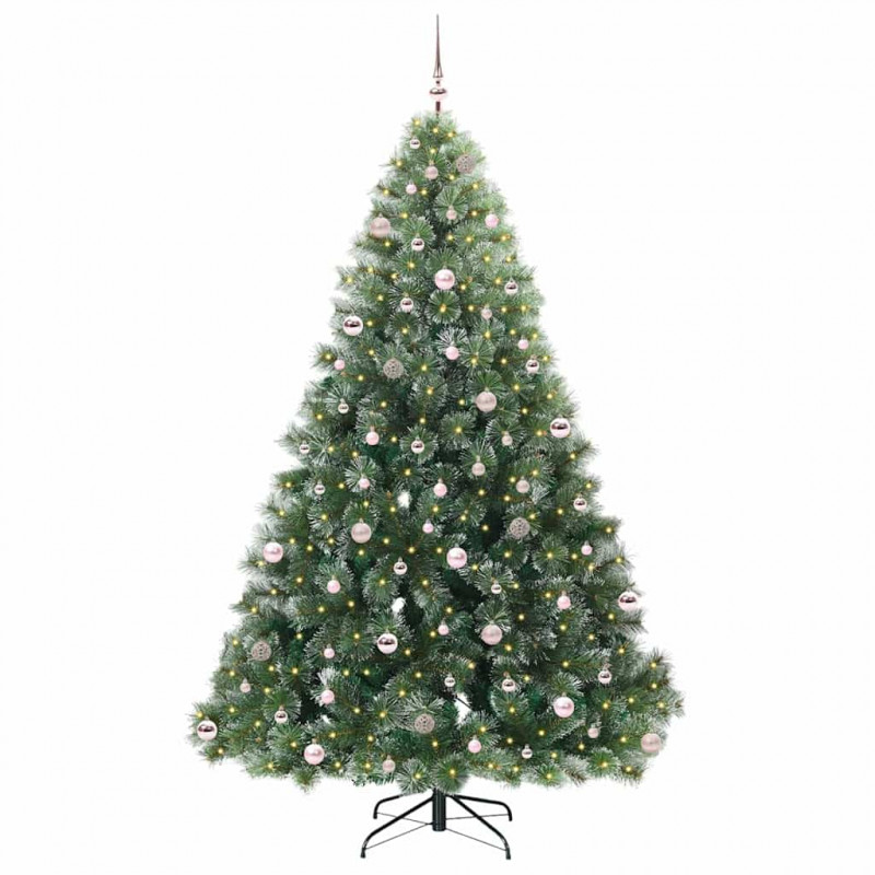 Sztuczna choinka z 300 diodami LED Zielony 240 cm PE i PVC