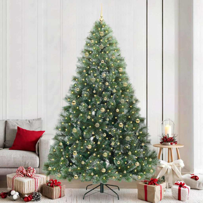 Sztuczna choinka z 300 diodami LED Zielony 240 cm PE i PVC