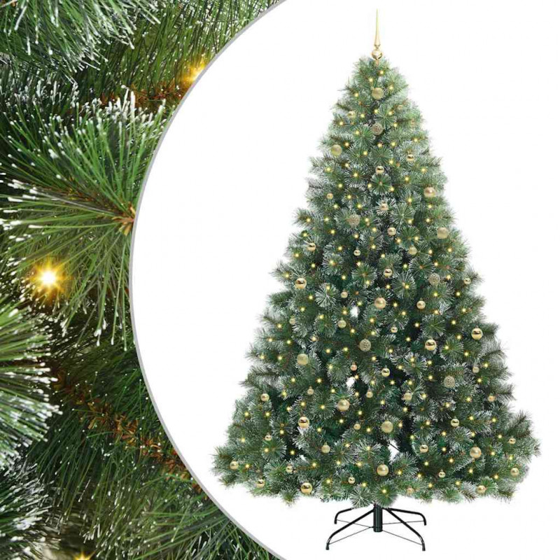 Sztuczna choinka z 300 diodami LED Zielony 240 cm PE i PVC