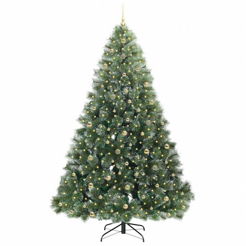 Sztuczna choinka z 300 diodami LED Zielony 240 cm PE i PVC