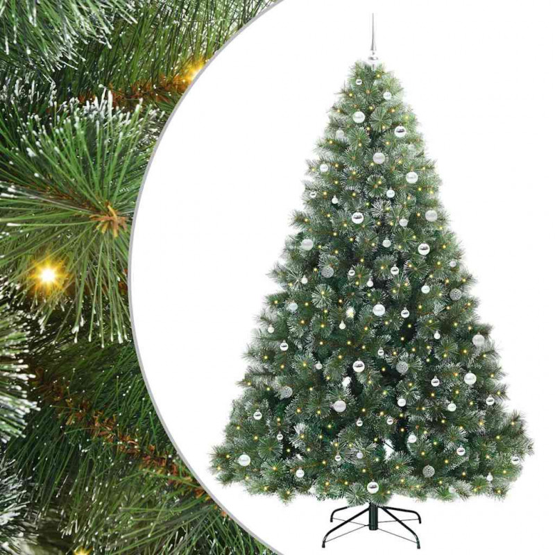 Sztuczna choinka z 300 diodami LED Zielony 240 cm PE i PVC