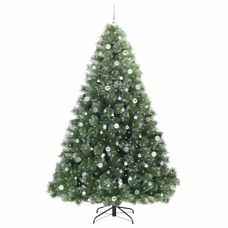 Sztuczna choinka z 300 diodami LED Zielony 240 cm PE i PVC