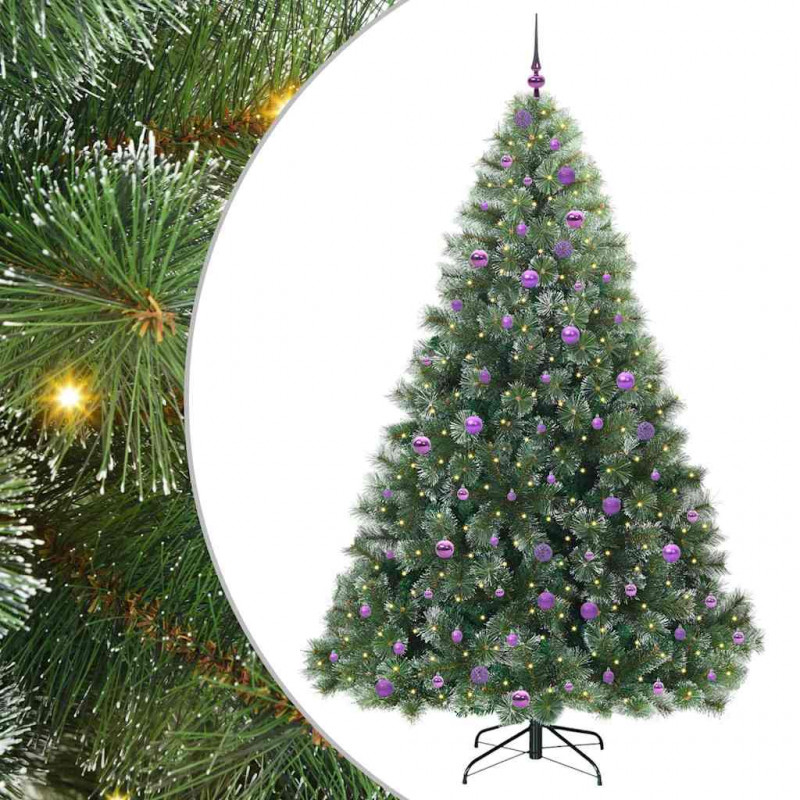 Sztuczna choinka z 300 diodami LED Zielony 240 cm PE i PVC