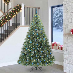 Sztuczna choinka z 300 diodami LED Zielony 240 cm PE i PVC
