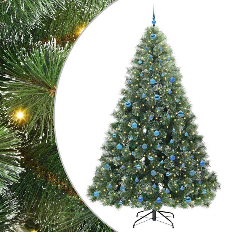 Sztuczna choinka z 300 diodami LED Zielony 240 cm PE i PVC