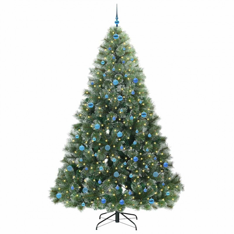 Sztuczna choinka z 300 diodami LED Zielony 240 cm PE i PVC