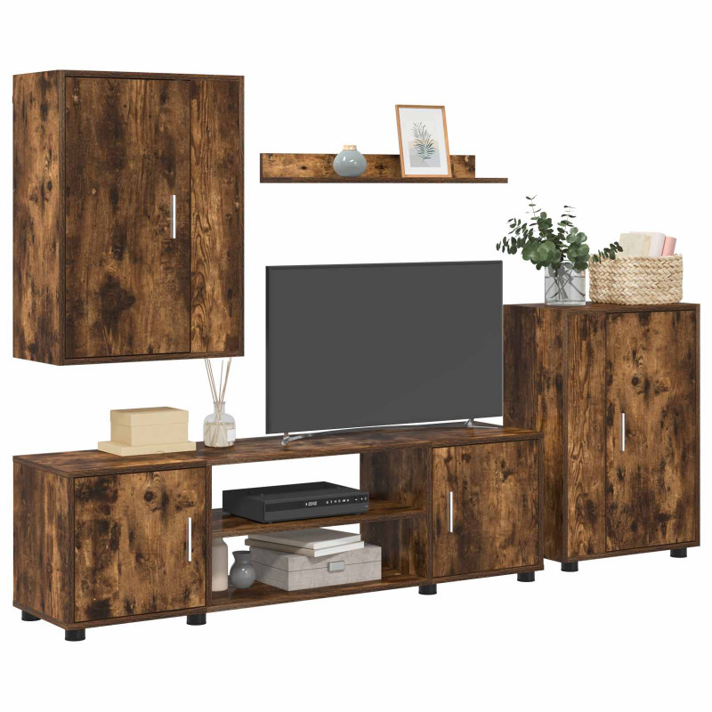 Zestaw szafek RTV 4 pcs Dąb wędzony Materiał drewnopochodny
